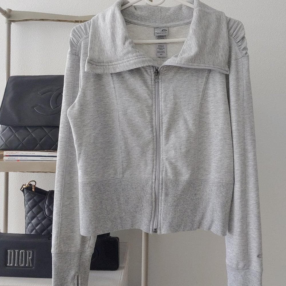 Champion Full Zip Cowel Neck Jacket Thumb Hokes, Ruching